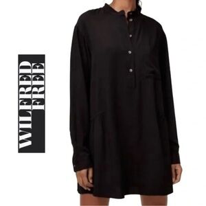 Aritzia Wilfred Free Collarless Shirt Dress Tunic Off White long sleeve Size XXS